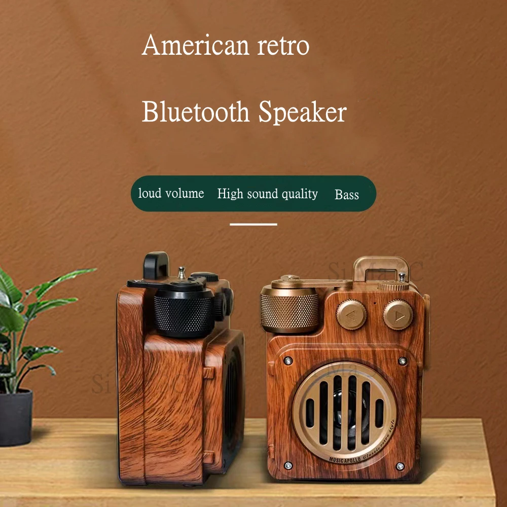 Music Apollo A6 retro bluetooth portable subwoofer speaker mini TF card radio outdoor wireless small steel gun creative gift