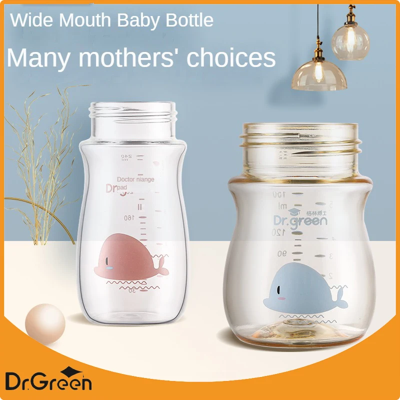 

Dr.Green Wide Mouth Baby Bottle body Inverted Bottle Body Glass/PPSU material 150mL/240mL/300mL High temperature resistant