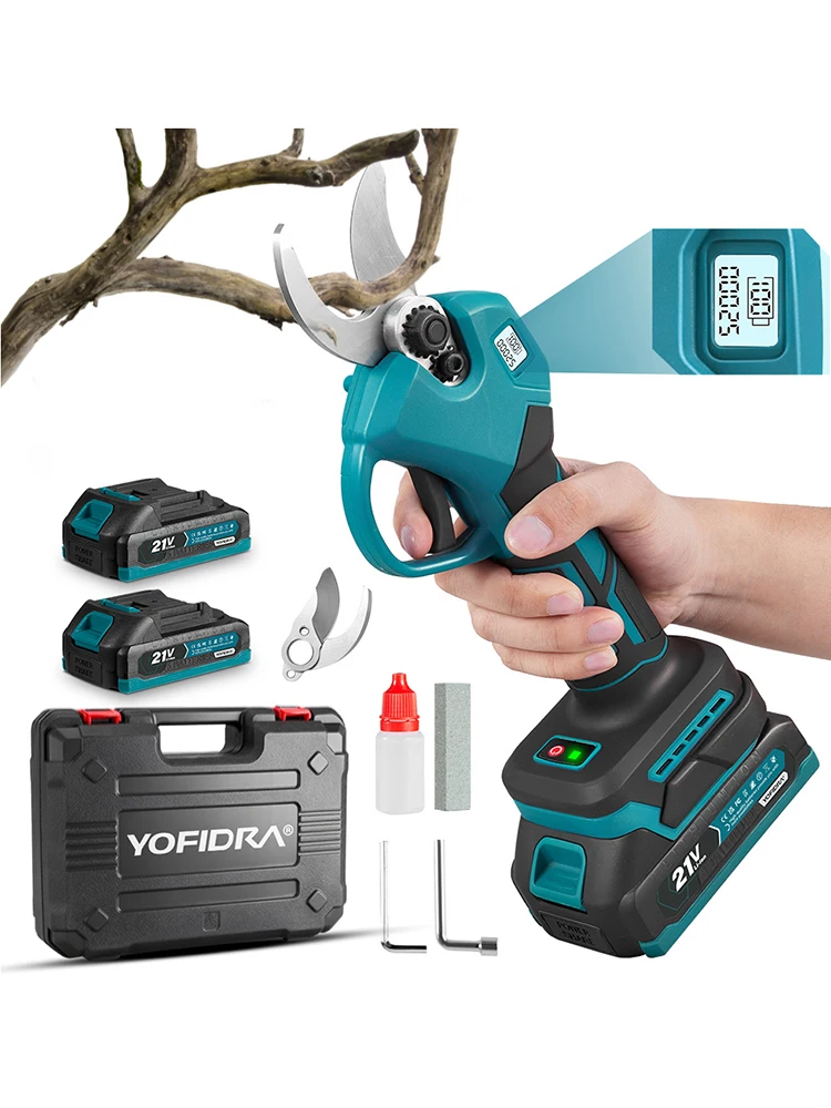 YOFIDRA 30 MM Bürstenlose Scheren Schere 2 Gänge Cordless Garten Obst Baum Zweig Beschneiden Power Werkzeuge Für Makita Batterie pin