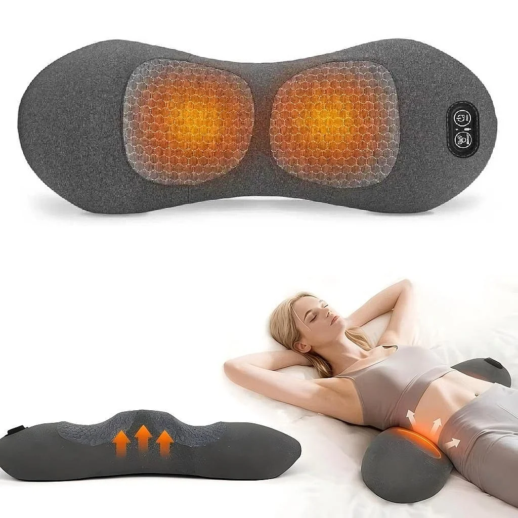 3-in-1 Plug-in Use Waist Support Pillow Adjustable Height Vibration Heating Musical Function Back Massager