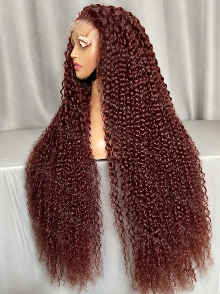 30 32 Inch Reddish Brown Loose Deep Wave 13X6 HD Lace Frontal Wig Colored Water Curly 13x4 Lace Front Human Hair Wigs For Women