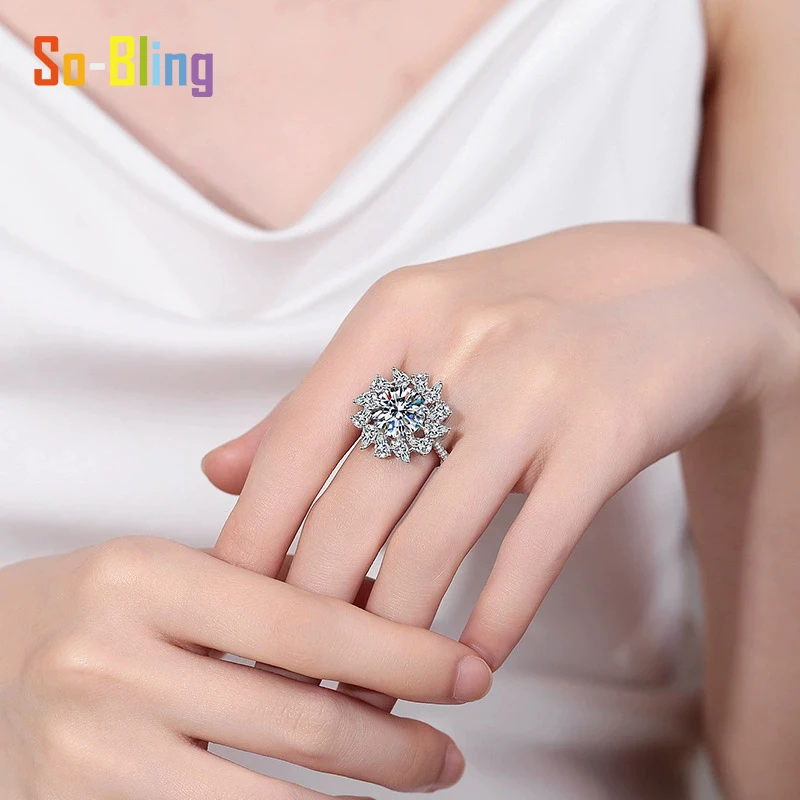 So-Bling 3ct مويسانيتي الدائري 9.3 مللي متر D VVS1 مع شهادة Gra 925 فضة خواتم للنساء أنيقة غرامة مجوهرات الحفلات #6