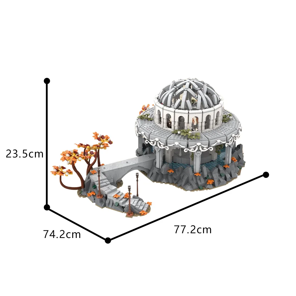 MOC Ringen Film De Witte Raad Model Bouwstenen Elf Grijs Gewaad Tovenaar Wijze Raad Kasteel Architectuur Baksteen Speelgoed Cadeau