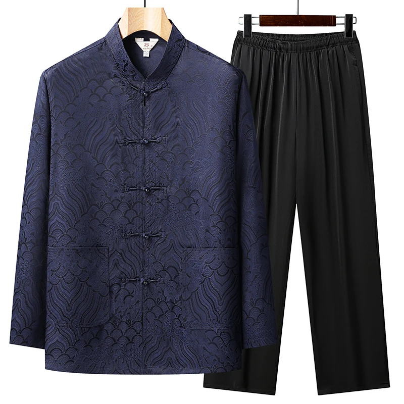 New Men's Chinese Traditional Clothing Jacquard Kung Fu Tai Chi Hanfu Long Sleeve Set Chinese Style Outfit - view 4