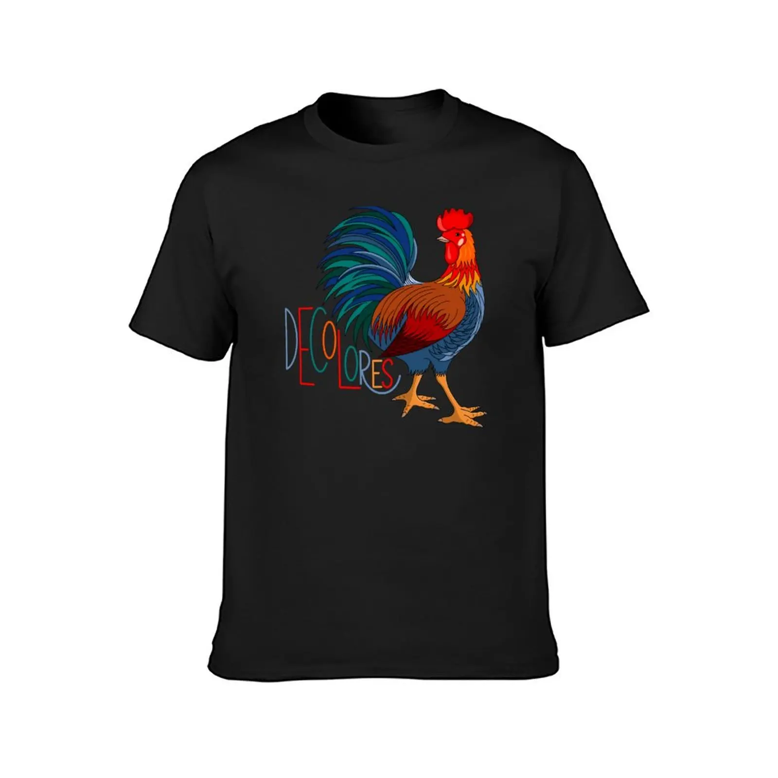 DeColores Cursillo Rooster On Black T-Shirt animal prinfor boys korean fashion designer t shirt men