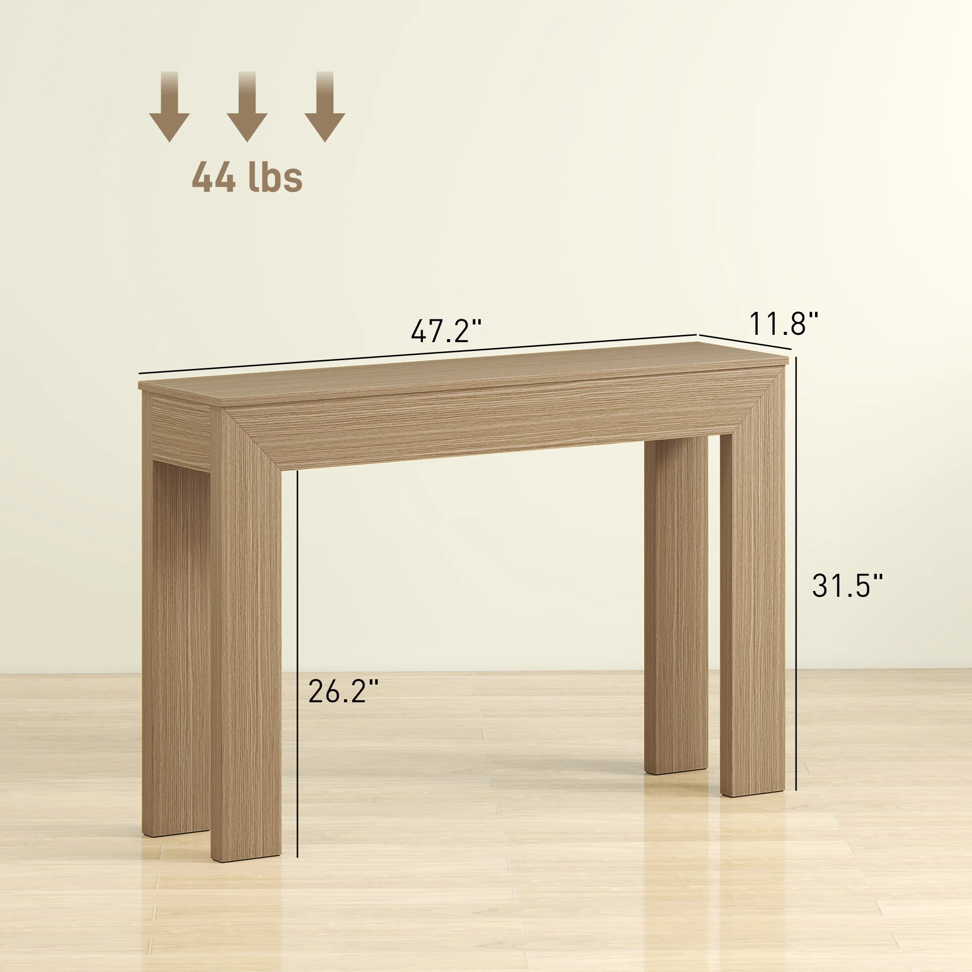 Modern Entryway Table, 47" Narrow Console Table for Entryway, Sofa Table Behind Couch, Living Room, Hallway, Natural Wood image 3