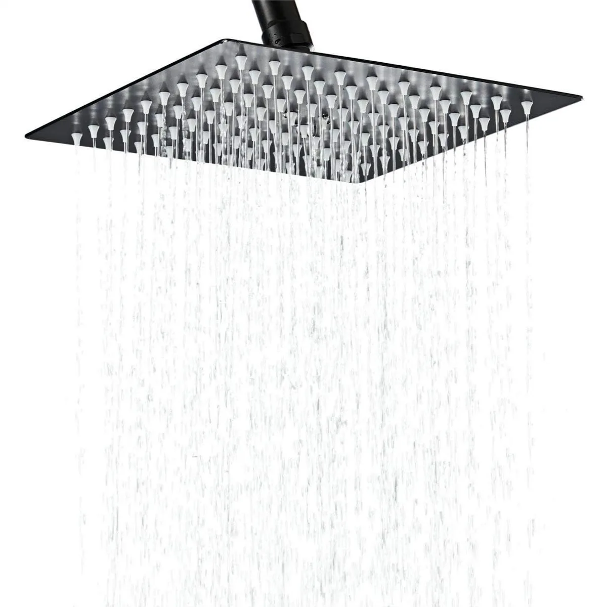 

12 Inch Rainfall Shower Head in Matte Black, High Pressure Adjustable Ultra-Thin Stainless Steel Top Sprayer