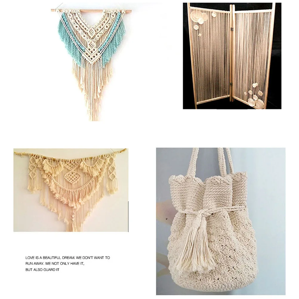 

1 шт., хлопковая веревка, бежевый тканый шнур ручной работы для макраме, вешалка для растений «сделай сам», украшение для гобелена 20000x0,3 см