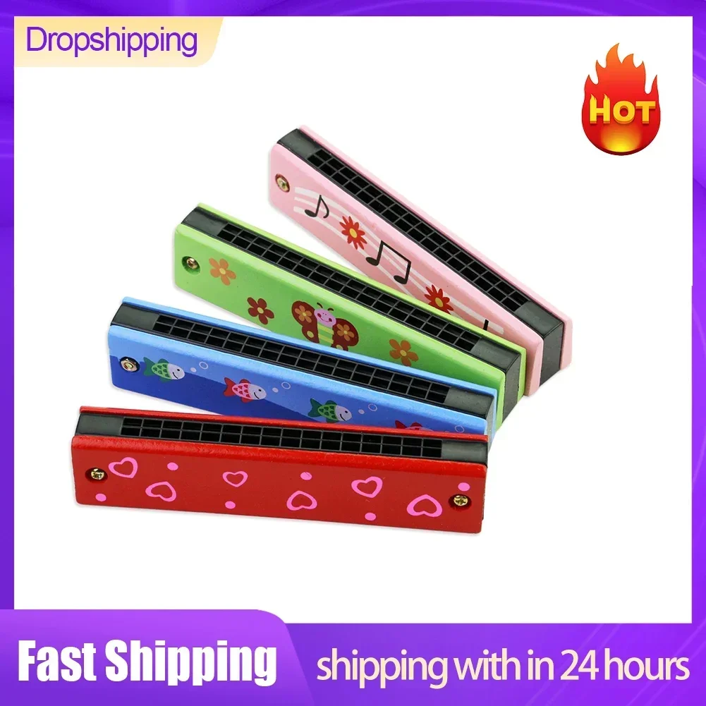 16 Holes Mouth Harmonica Wooden For Children Toys Musical Instruments Mouth Harmonica Melodica Accessories Wholesale