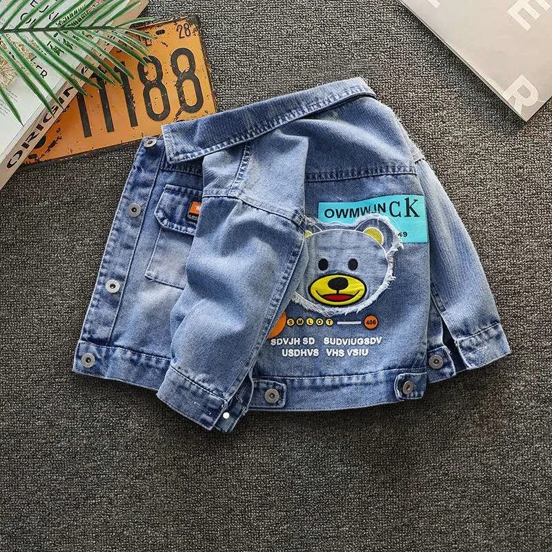 

Boys Baby Denim Jacket Spring and Autumn Clothing Children's Jacket Children's Top Handsome Kids Boy Trench Coat