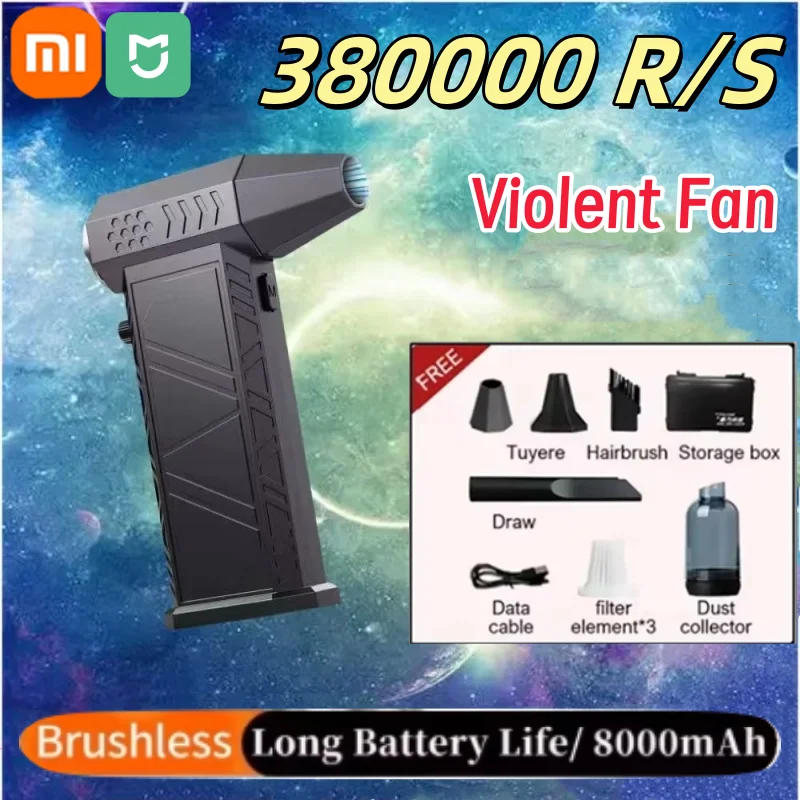 

Xiaomi Turbo Fan 350000 Мощный воздуходувка в минуту, пылесос, зарядка сильных ветров, 58 м/с, бесщеточный турбоструйный вентилятор, сухой