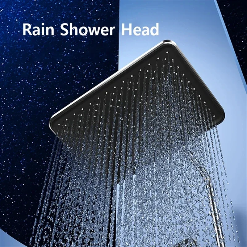 Bathroom Shower System Intelligent LED Temperature Display Shower Suite Bathtub Gray Rainfall Mixer Shower Faucet Complete Set