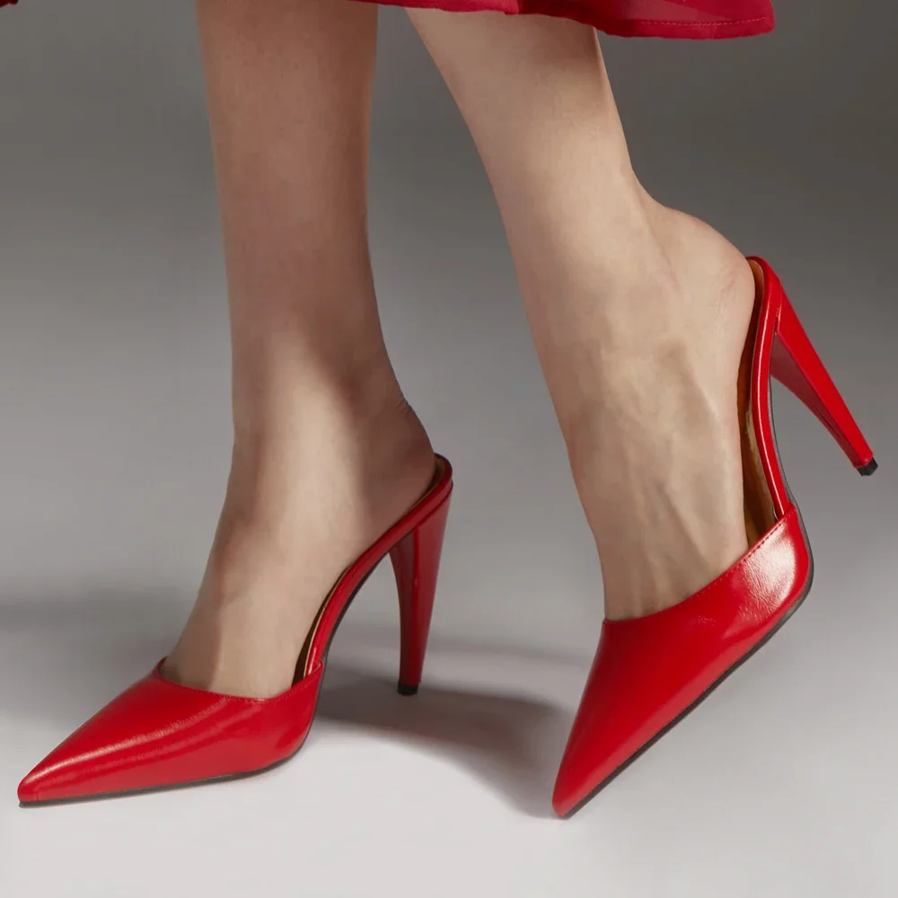 

4 Inch High Heels Singlesole Pointed Old Fashion Unisex Slipper Mules Size36-46 Customize Color