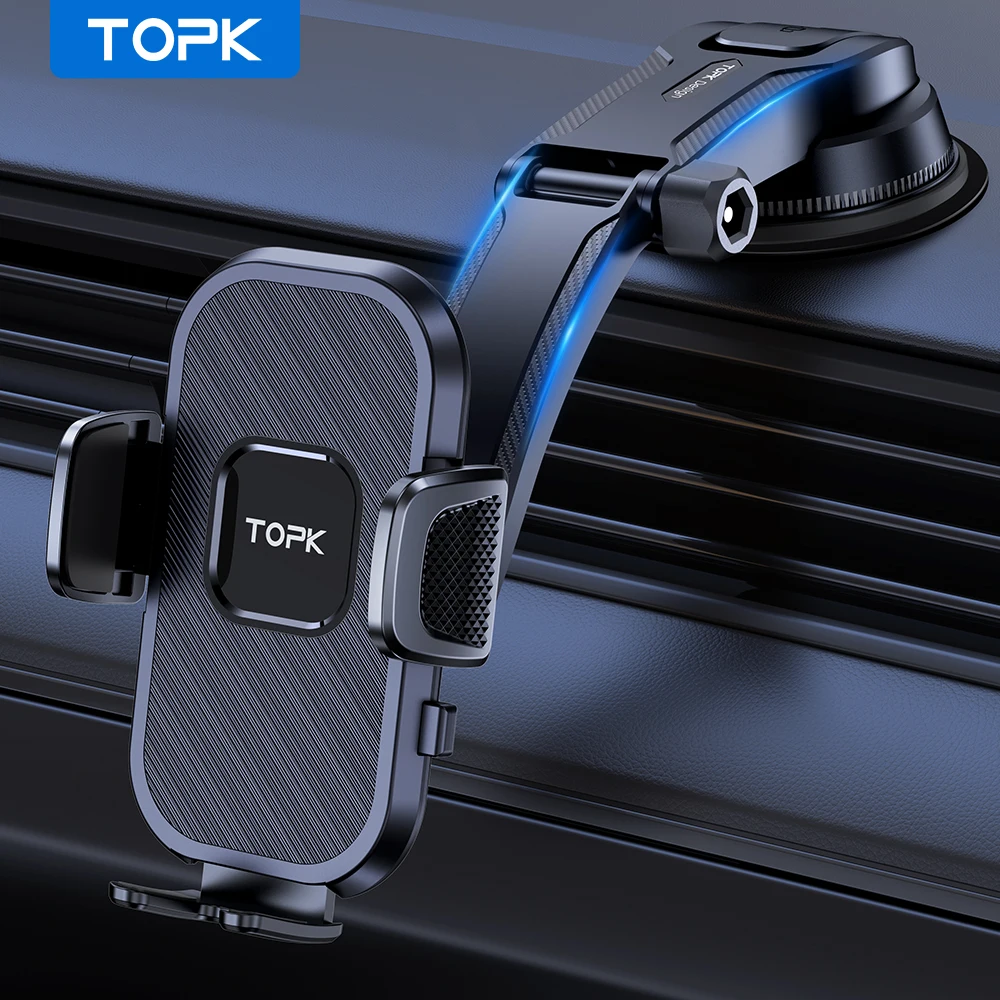 TOPK Autotelefoonhouder Ontluchter Zuignaphouder voor iPhone Xiaomi Samsung Auto Mobiele ondersteuning GPS-standaard Dashboardbeugel