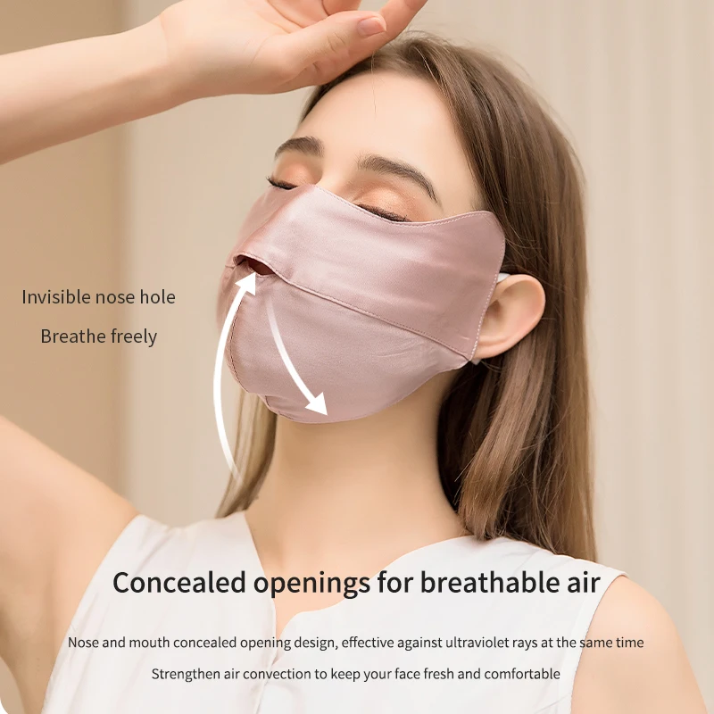 Silk Mask female anti ultraviolet breathable sunscreen mask mulberry silk face mask eye protection full face protection summer s