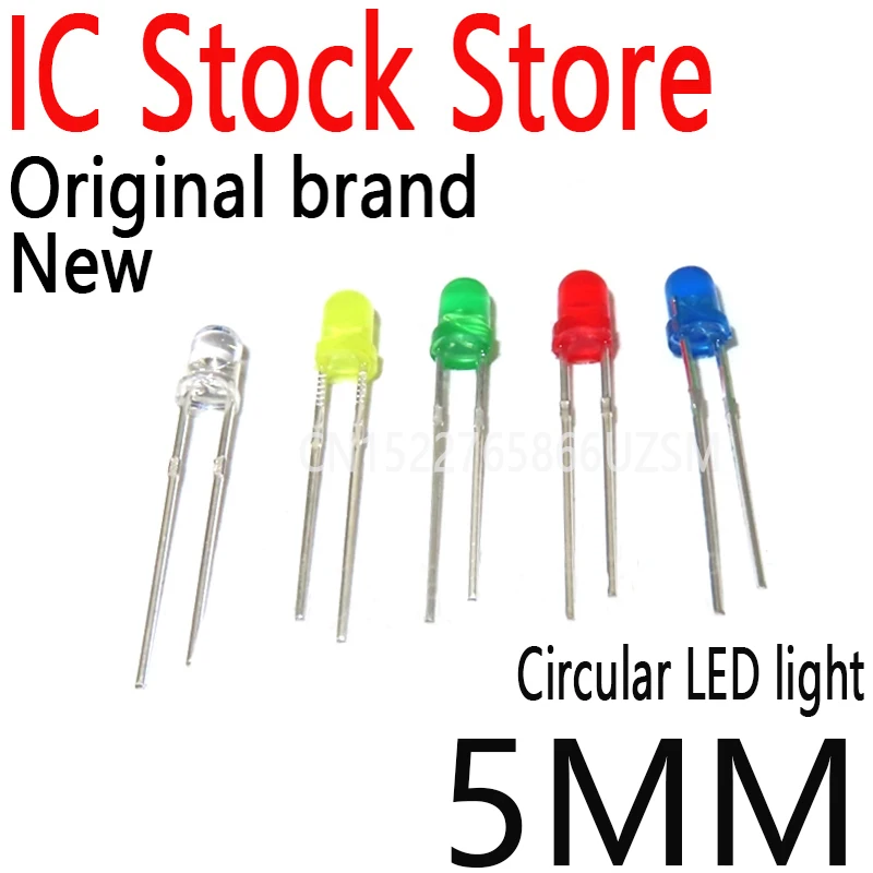 50PCS/LOT Transparent Round 5MM Super Bright Water Clear Green Red White Yellow Blue Light LED Bulbs Emitting Diode 5MM