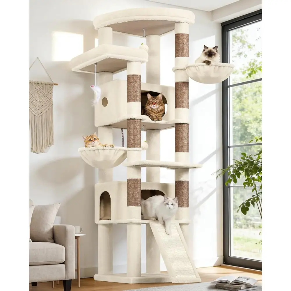 

GloExtra Large Heavy Duty Cat Tree, 80in Tall Sturdy Cat Tree Tower or Multiple Indoor Cats Large Adult with Scratching Posts, 2