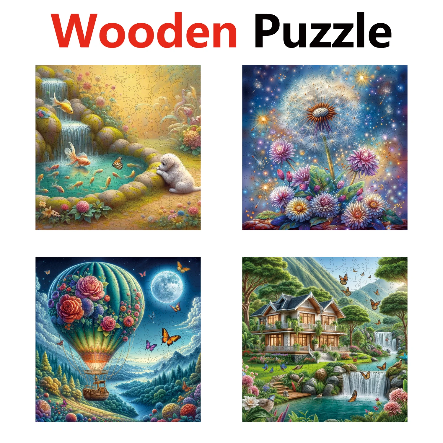 

Goldfish Dandelion Parachute House Animal Puzzles High Quality Jigsaw Puzzle Wooden Puzzle Best Christmas Gift