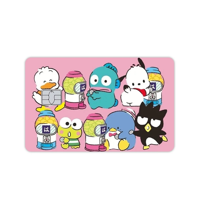 Anime Cute Hello Kitty Stickers Diy Film Tape Skin Kuromi Hangyodon for Credit Debit Card Bank Card Cover Sticker Front Side Toy