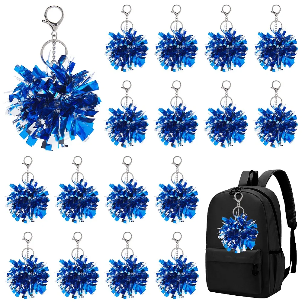 

Flower PE Keychains with Lobster Claw Clasps Platinum Royal Blue 150mm