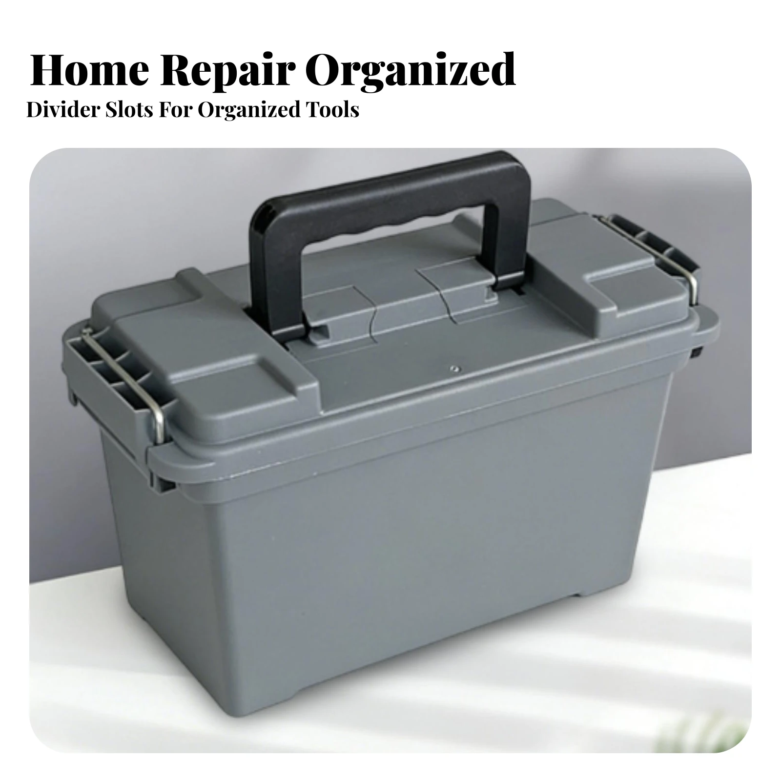 Handheld Tool Box Lightweight Plastic Tool Box with Metal Latches Toolbox Ergonomic Heavy-Duty for Handymen, Repair Work