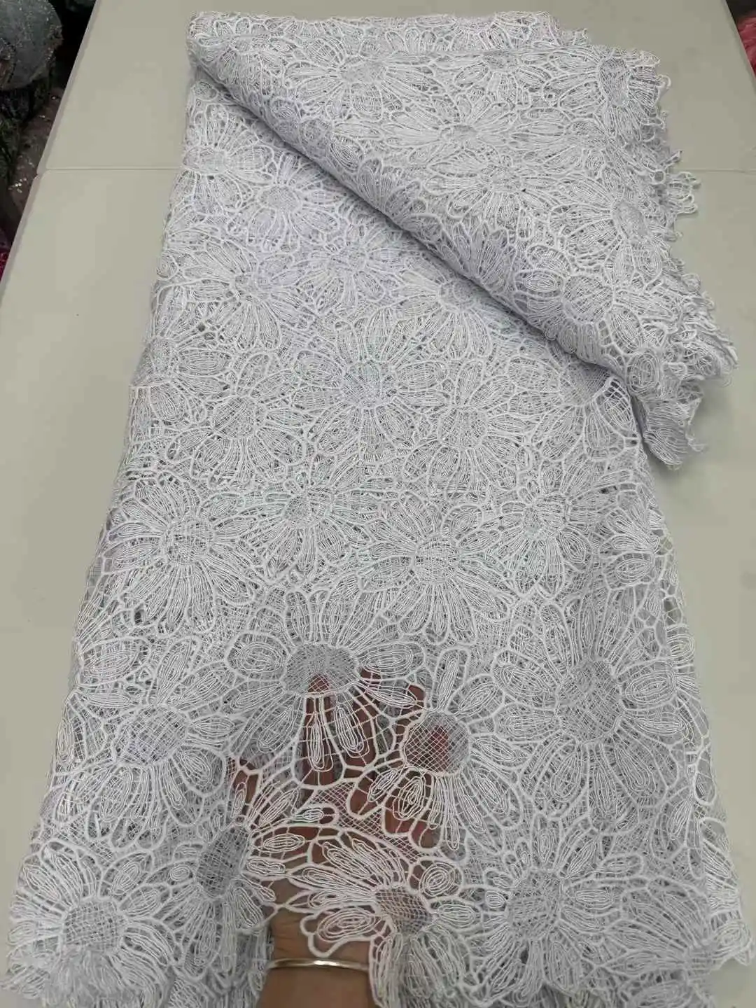 

2025 African French Nigerian High End Tulle Lace Fabric With Beads Sequins Mesh for Embroidery Wedding Party Bride Sewing Dress