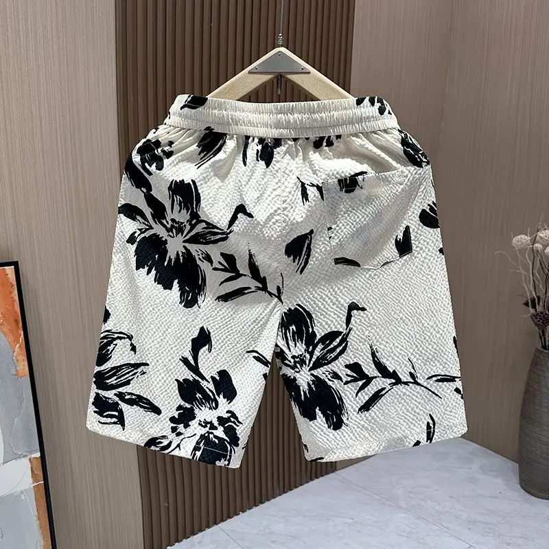 Summer Trendy Beach Pants Shorts Trendy Casual Pinch Pants Loose Printed Sports Thin New Travel Pants