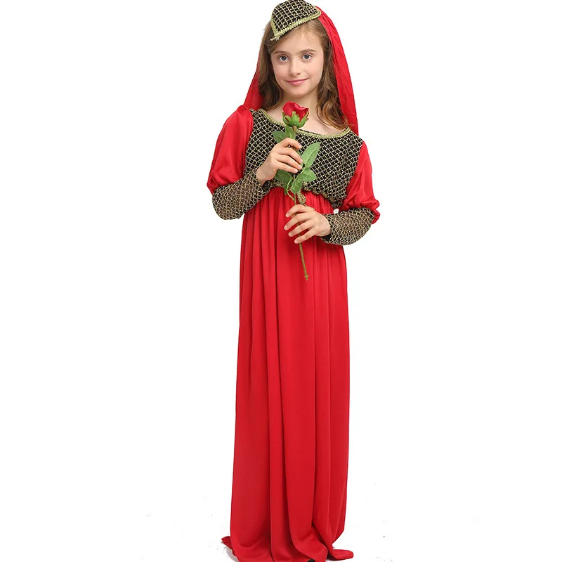 

Halloween Cosplay Children's Arabic Costume Luxury Aladdin Princess Performance Dress Party Costume Red Dress