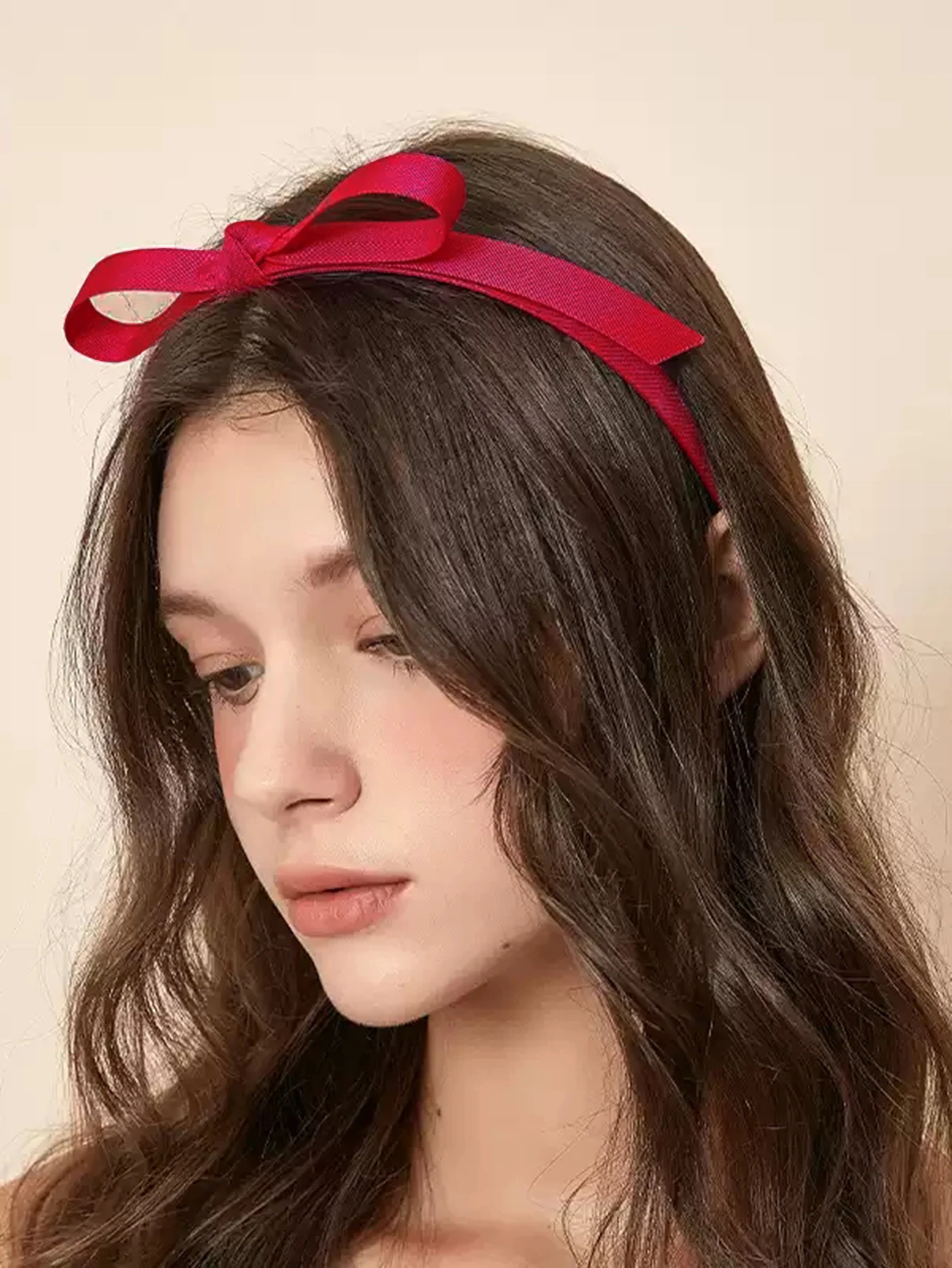 Fascia per capelli con fiocco in tinta unita per donna Copricapo per ragazze Anello per capelli in tessuto di alta qualità Fascia per capelli alla moda Accessori per capelli con castone femminile