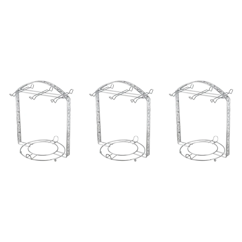 3X Silver Plating Coffee Cup Hob Cup Dish Rack Can Hang Most 6 Cups And Saucers Metal Stand Holder