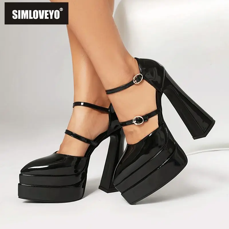 

SIMLOVEYO 2025, дизайнерские женские босоножки с острым носком, сверхвысокий каблук, 13,5 см, 4,6 см, платформа с пряжкой и ремешком, большие размеры 41 42 43