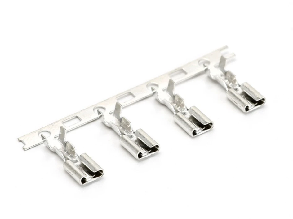 

Continuous Roll 3.8mm Insert Spring Terminal Horizontal Type Brass Tin Plated Wiring Connector