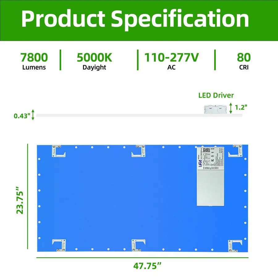 2X4 LED ضوء لوحة مسطحة، 4 عبوات، 010 فولت عكس الضوء، 7800 لومن، ضوء نهاري 5000 كلفن لون أبيض، لوحة إضاءة LED مسطحة بسقف منسدل، راحة #3