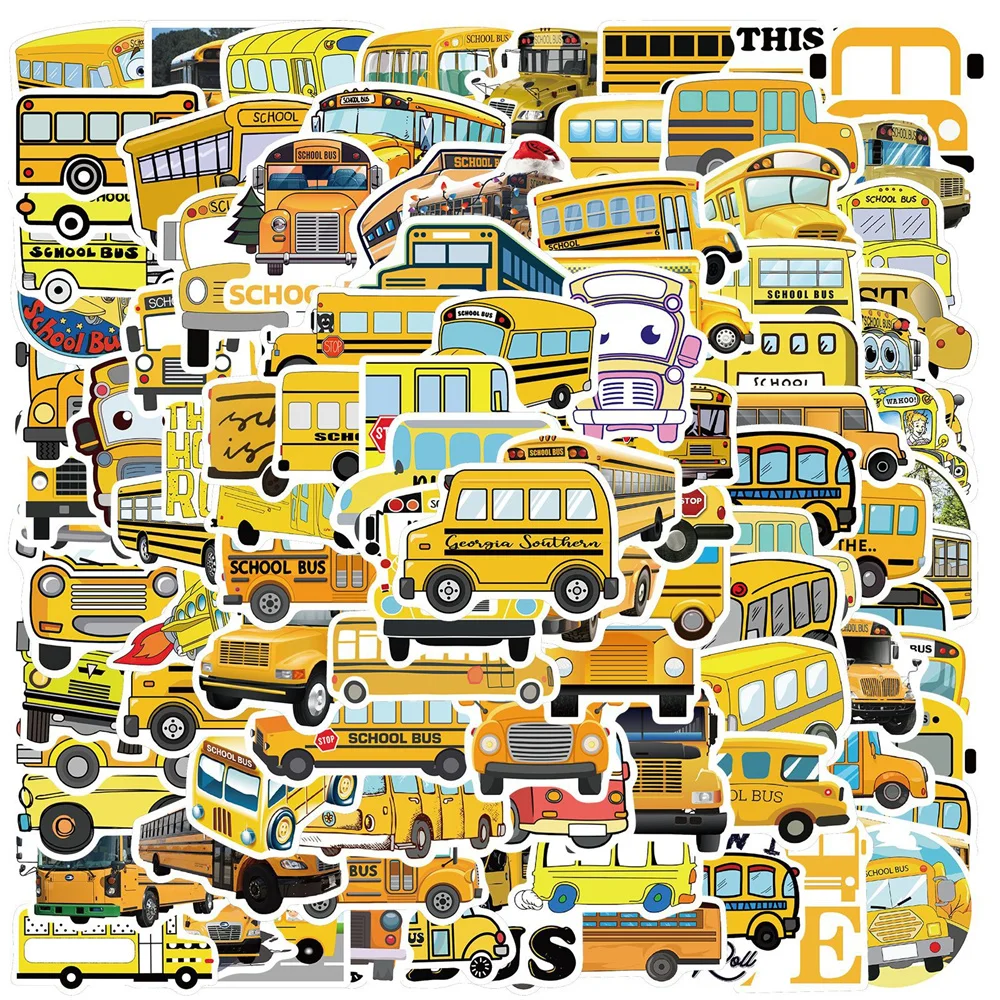 10/30/50PCS Car Cartoon Stickers Series Creative School Bus Graffiti Bicycle Phone Luggage Notebook Laptop Decoration Wholesale