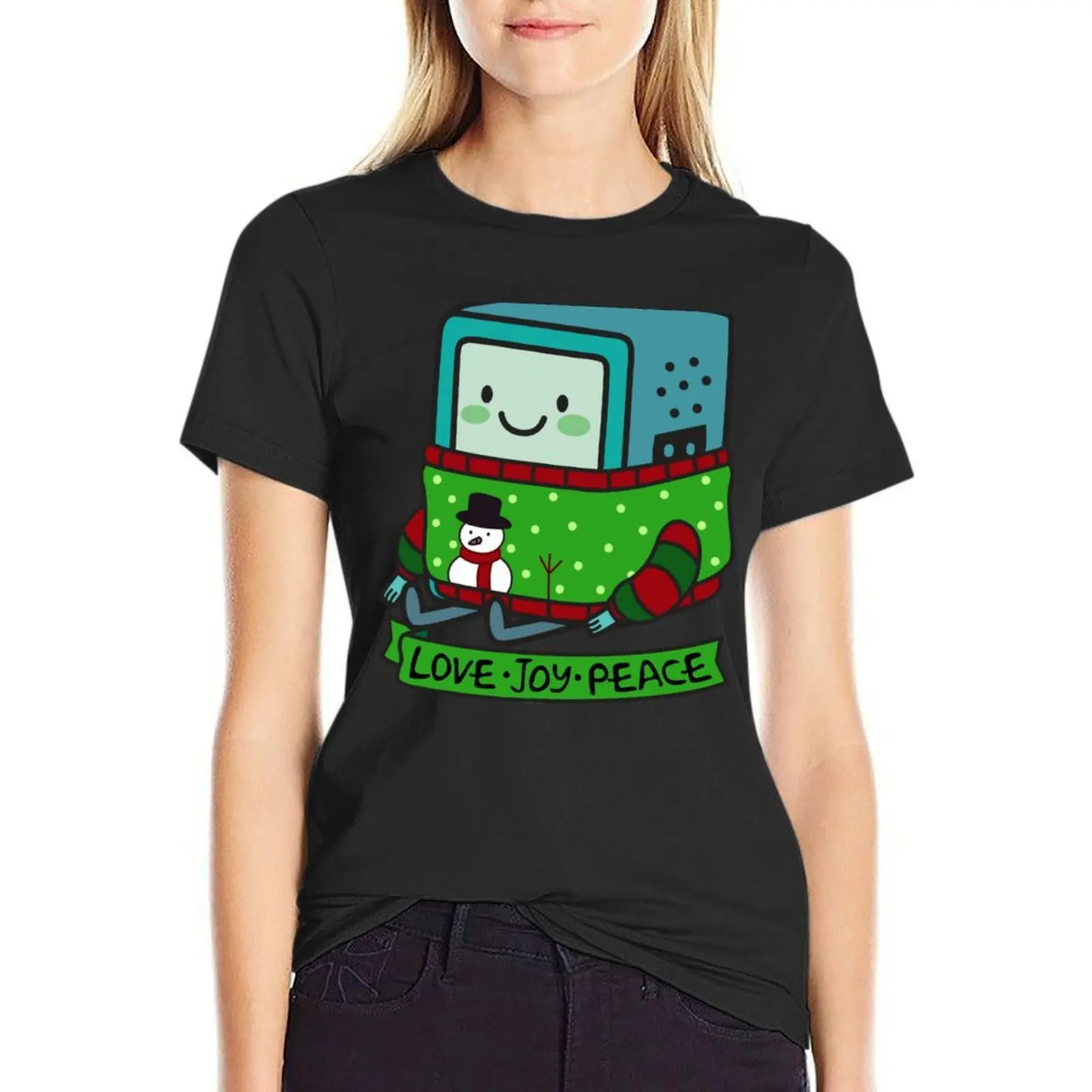 

BMO LOVE JOY PEACE T-Shirt Aesthetic clothing anime clothes spring clothes Women 2024