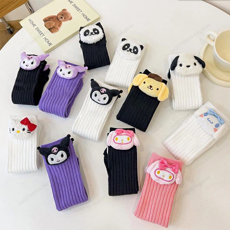 MINISO Anime Socks Kuromi Cinnamoroll Hello Kitty Socks Sanrio Children's Girls Cartoon Socks Kawaii Korean Mid Tube Socks