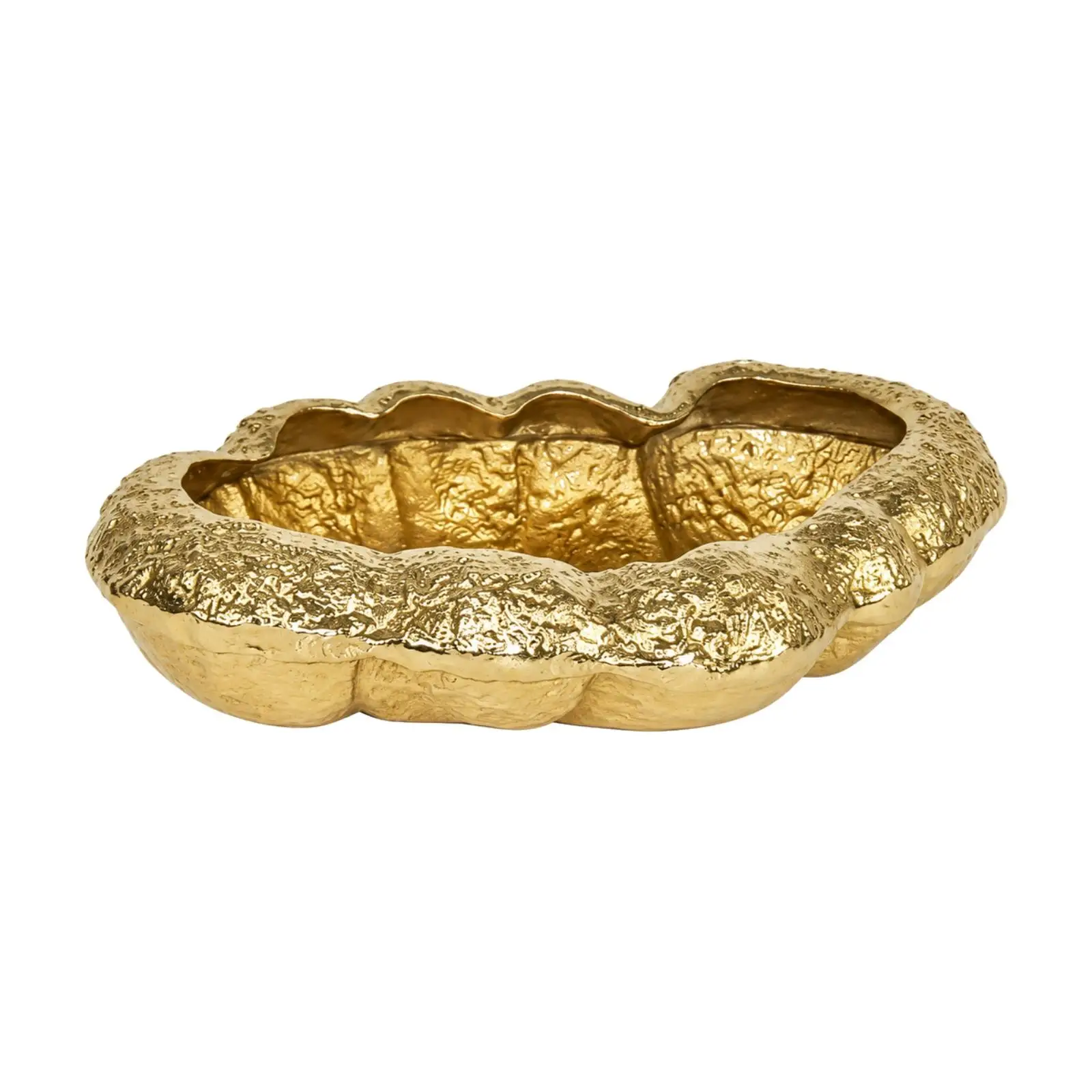 Embossed Gold Decorative Tray for Console Table Storage Bowl with Sculptural Design for Home Accent