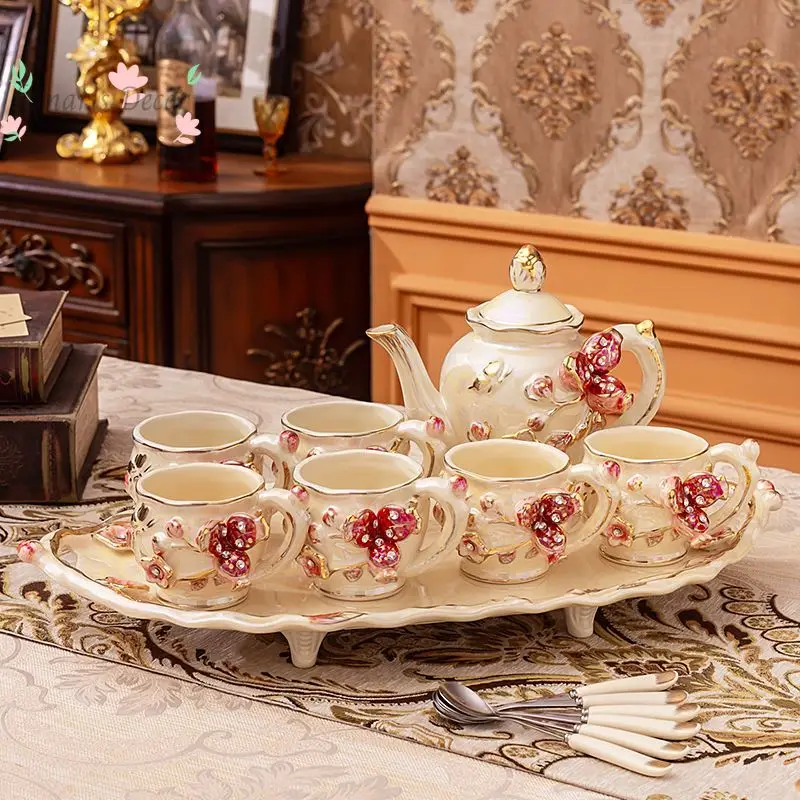 

Water cup household set living room light luxury high-end cup teacup teapot tea set wedding housewarming gift box