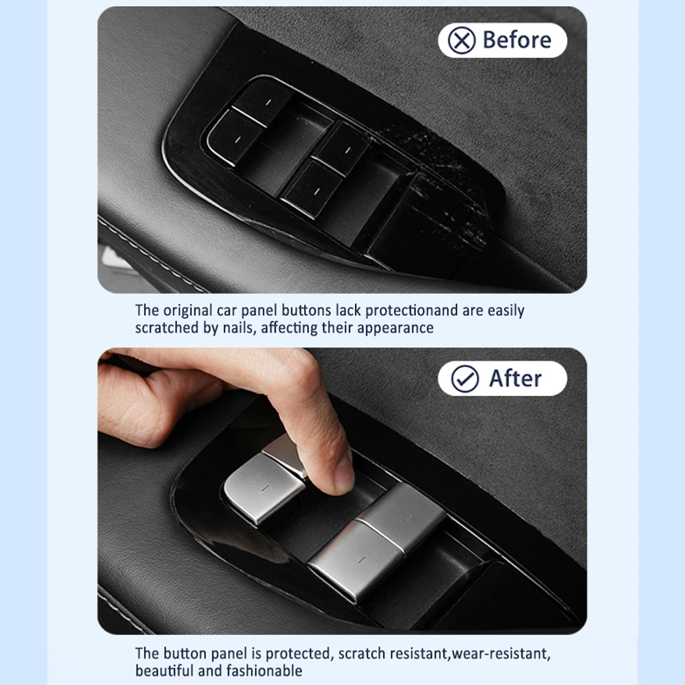 For Tesla Model 3 2017-2023 Model Y 2021-2024 Window Lift Button ABS Door Lock Switch Cover Trim Patch Car Interior Accessories