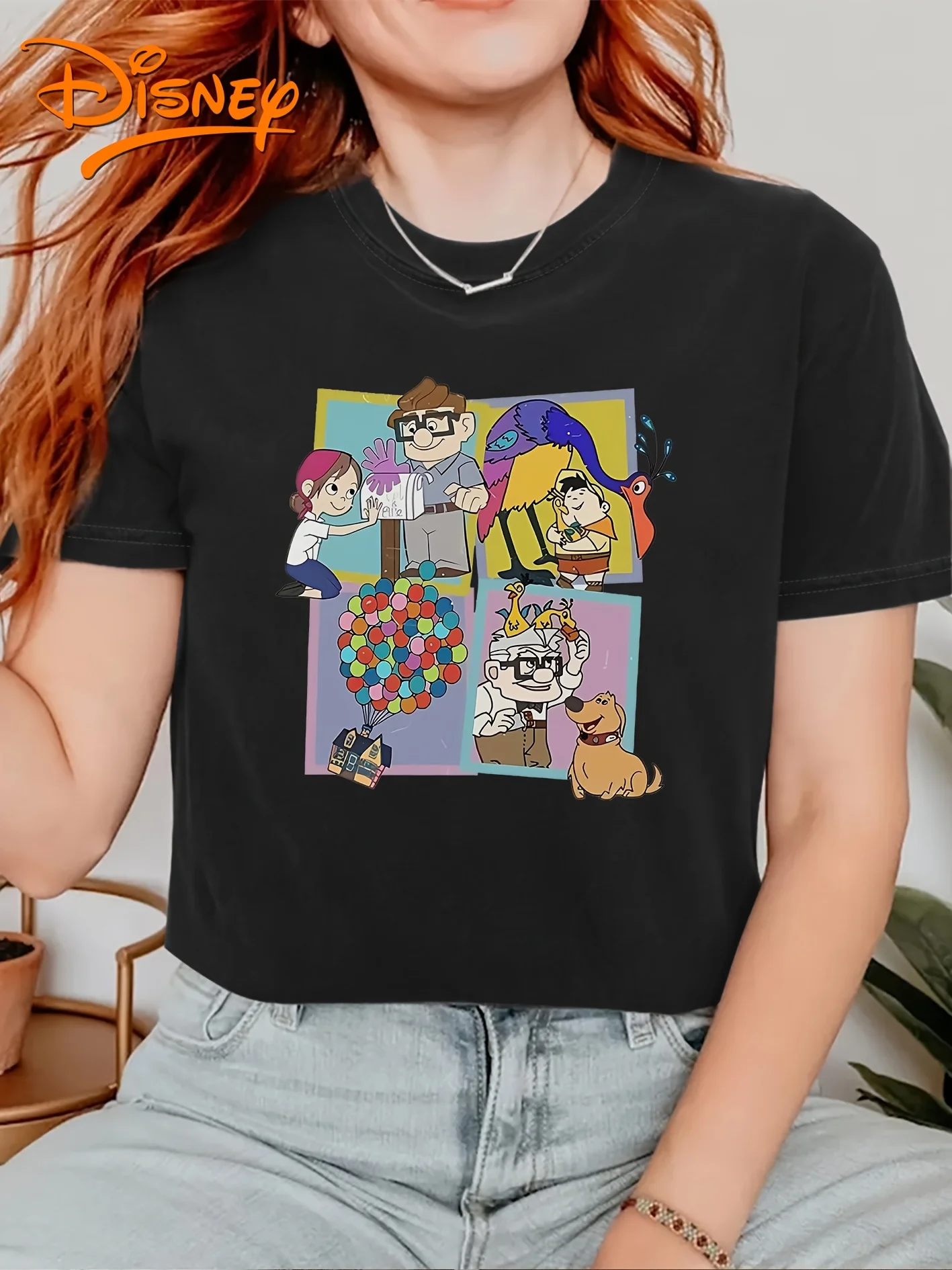 Disney Hermosas mangas cortas "Up in The Loop" Erika Russell Kevin Doug Series Cuello redondo estampado