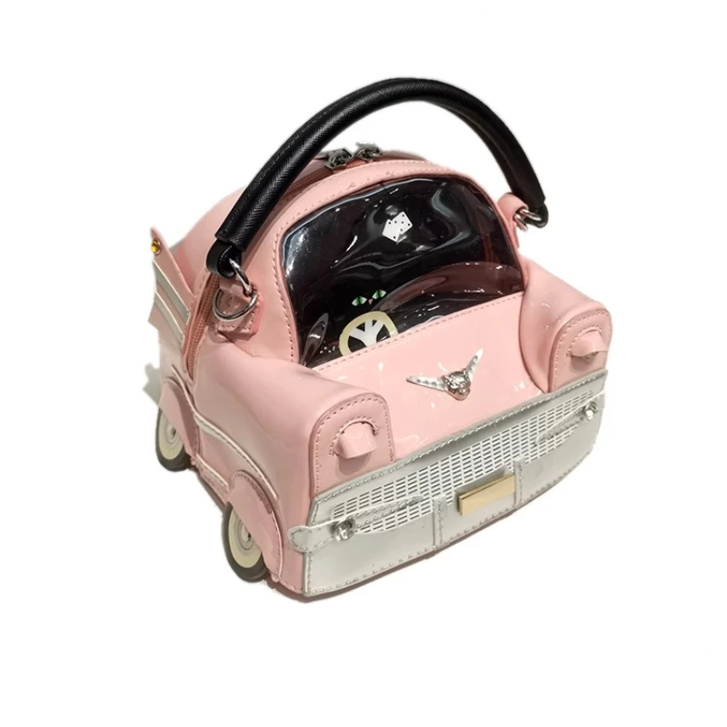 

pvc pink cute mini car hand women's portable messenger bag design sense niche high sense