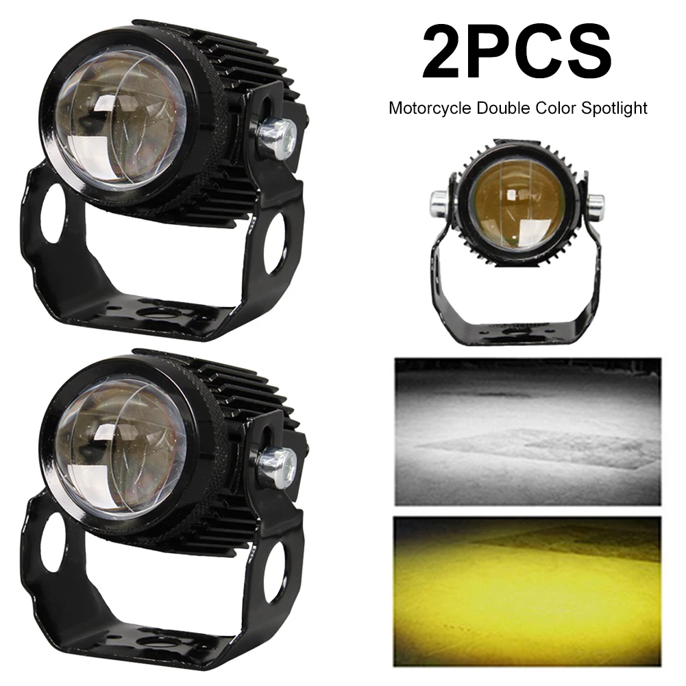 2Pcs LED Motorcycle Driving Light Hi/Low Beam Motorcycle Fog Lights IP67 Waterproof 6000LM for ATV Boats Motorcycles Trucks SUVs