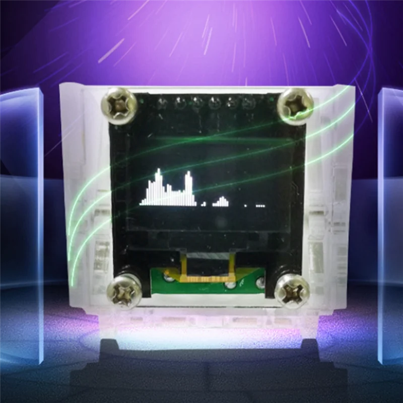 ABKN-Compact 0.96" OLED Music Spectrum VU Meter And Rhythm Analyzer With Voice Control Audio Display