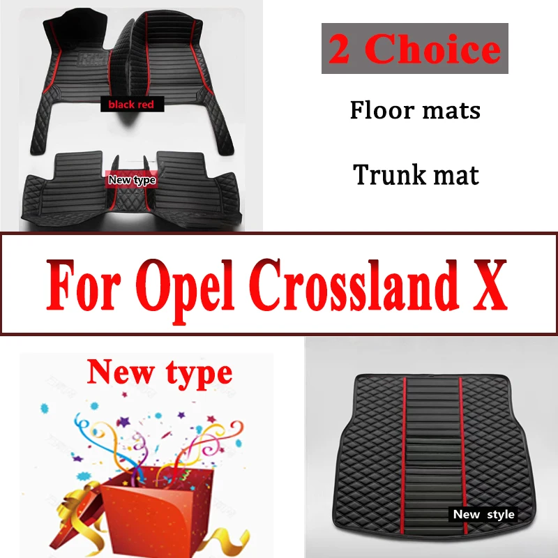 Car Floor Mats For Opel Crossland X 2017-2020 DropShipping Center Interior Accessories 100% Fit Leather Carpets Rugs Foot Pads