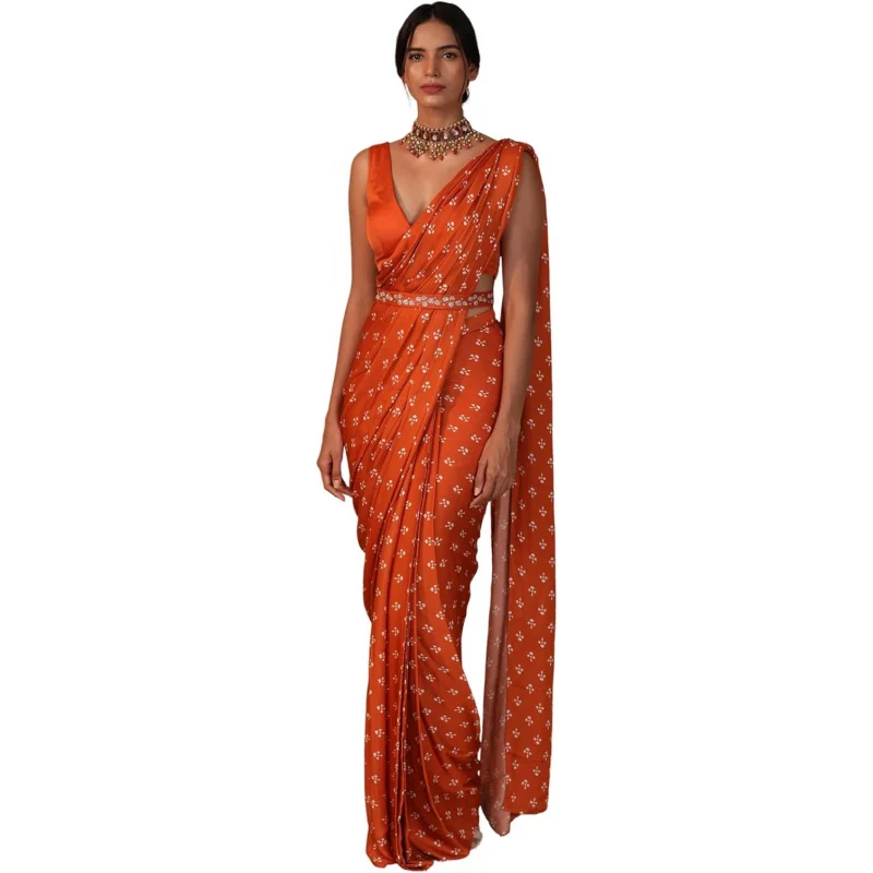 

Alia Bhatt Collection: Floral Printed Satin Silk Sarees for Parties