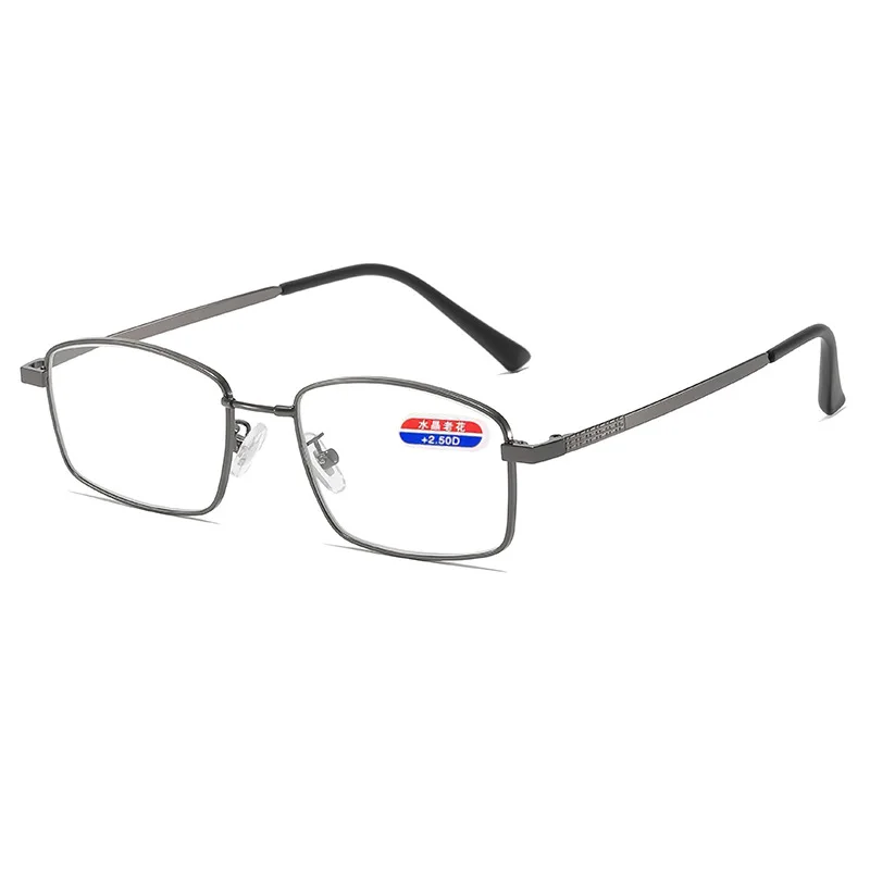 Men's middle-aged and elderly business-like reading glasses with square frames and metal frames