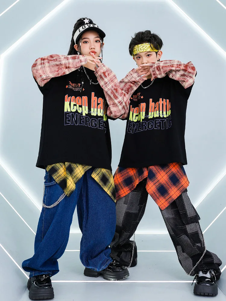 Jungen K-pop Street Dance Feste Weste Sweatshirt Baggy Schwarz Cargo Hosen Mädchen Hip Hop Kleidung Sets Kinder Kinder Jazz streetwear