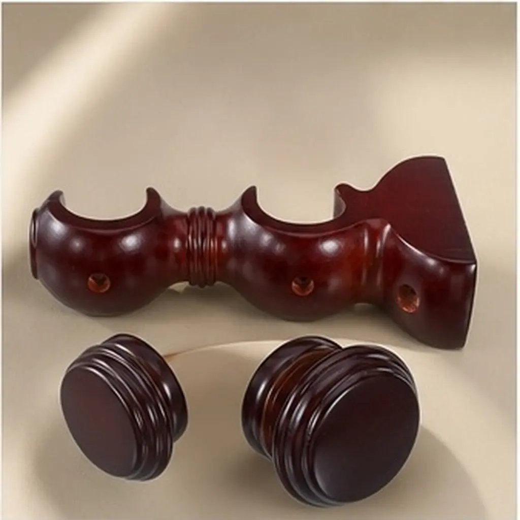 1Set Wood Curtain Rod Holders Double Rod Brackets Wall Mount Bracket Holder for Drapery Rods Inner Dia 29Mm Curtain Pole Hooks