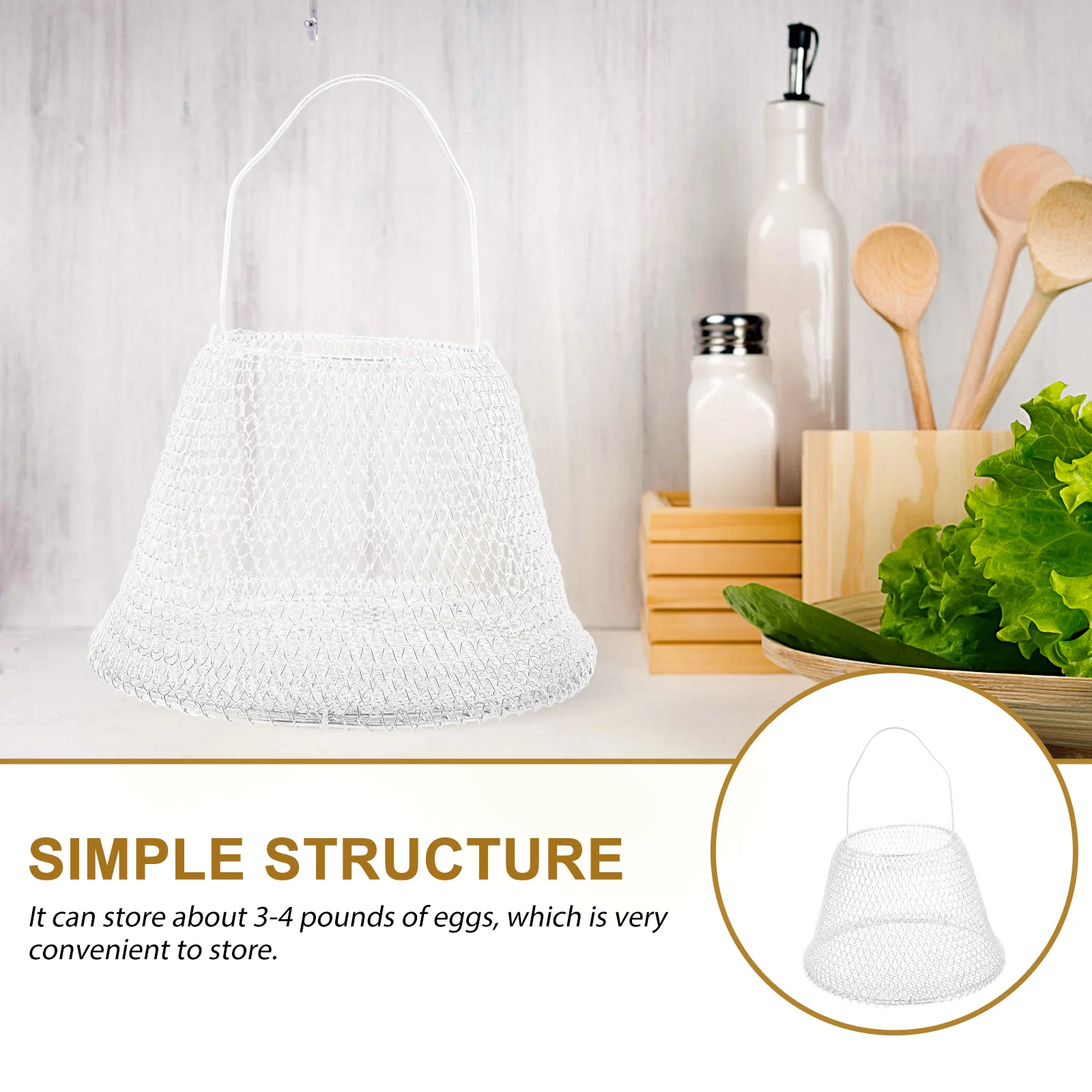 

Foldable Hand-held Baskets Metal Shopping Container for Fruit Egg Storage Portable Vegetable Organizer