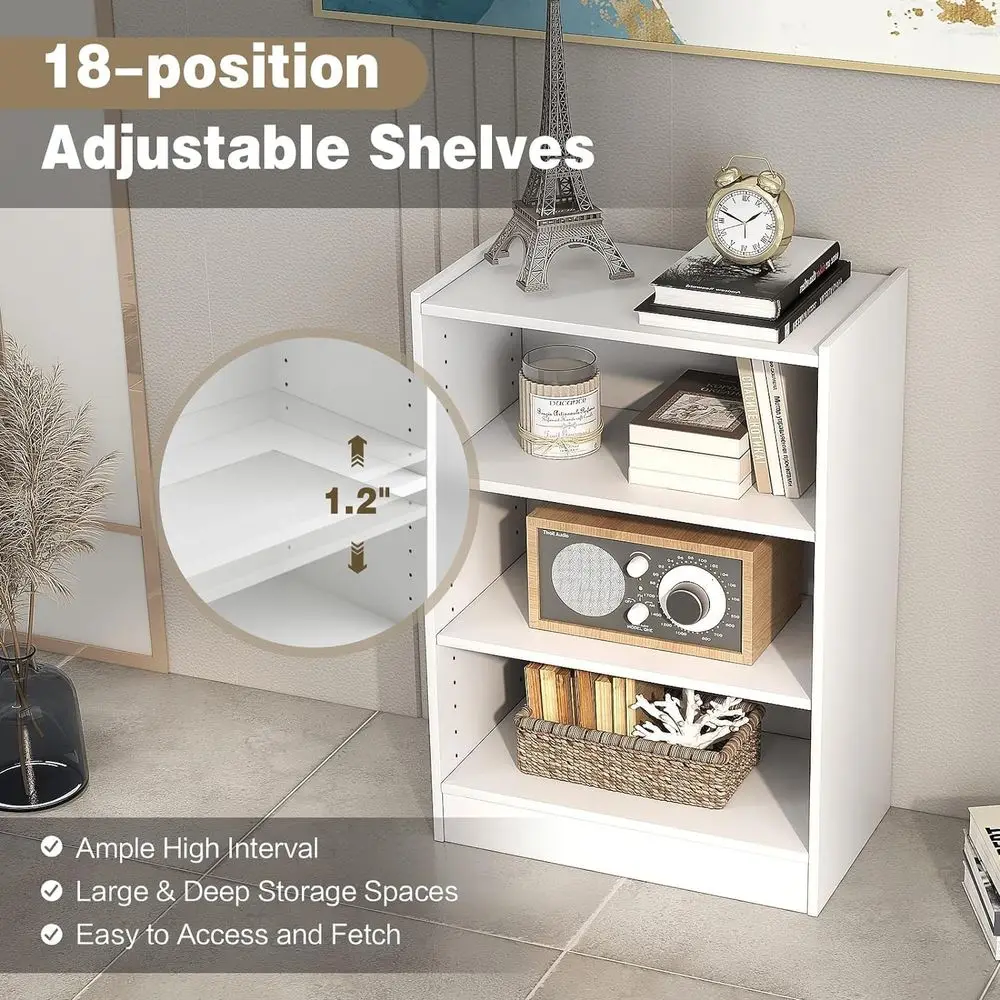 3-Tier Open Bookcase Set with 18-Position Adjustable Shelves, Anti-Toppling Devices, and Multi-Purpose Display Storage for Livin view 5